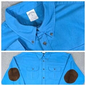 Brooks Brothers Regent Fit 1818 Men's XXL Blue Button-Down Shirt Elbow Patch